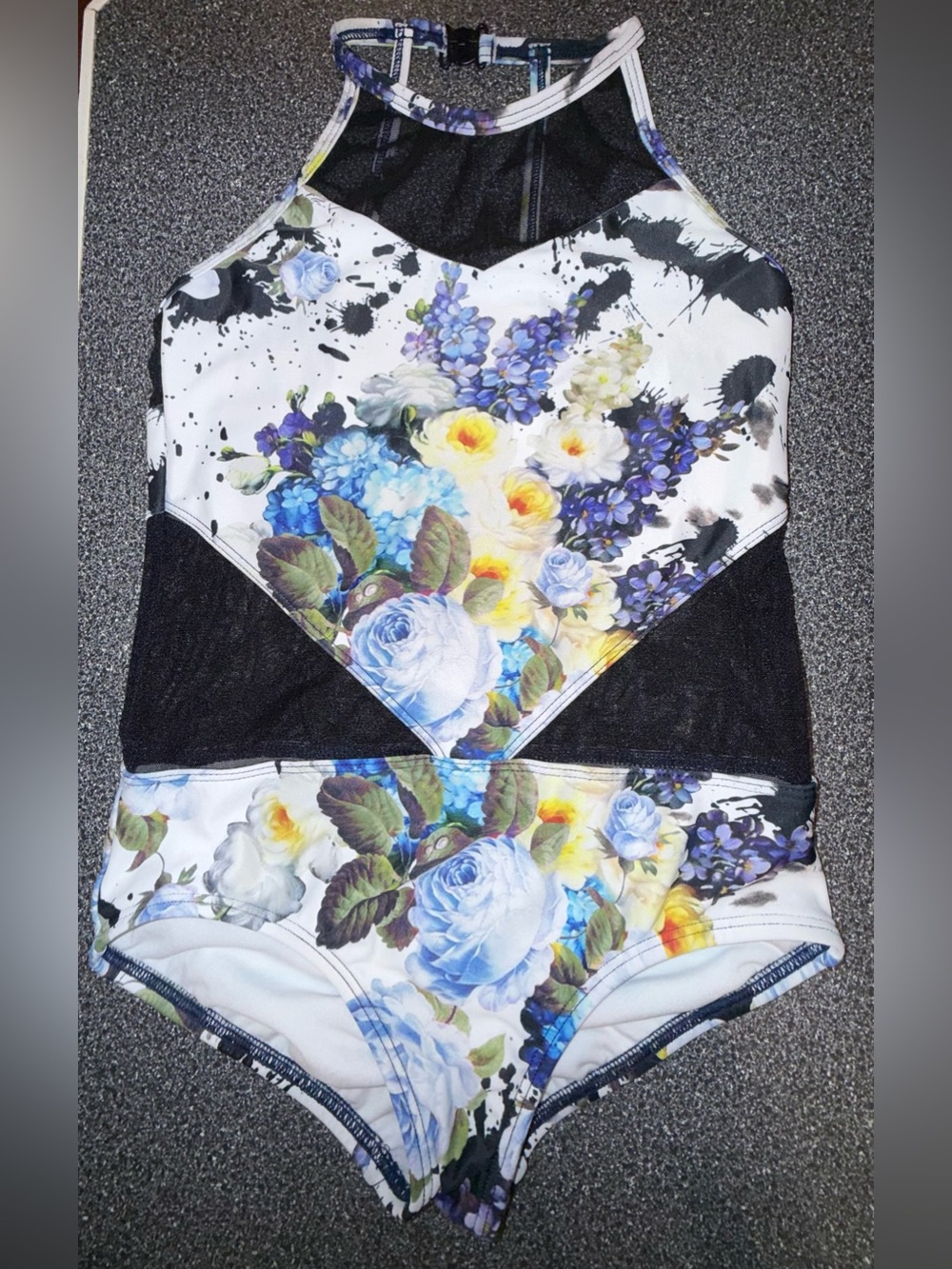 Sadie Jane Dance Leotard White and Floral Size Youth Large